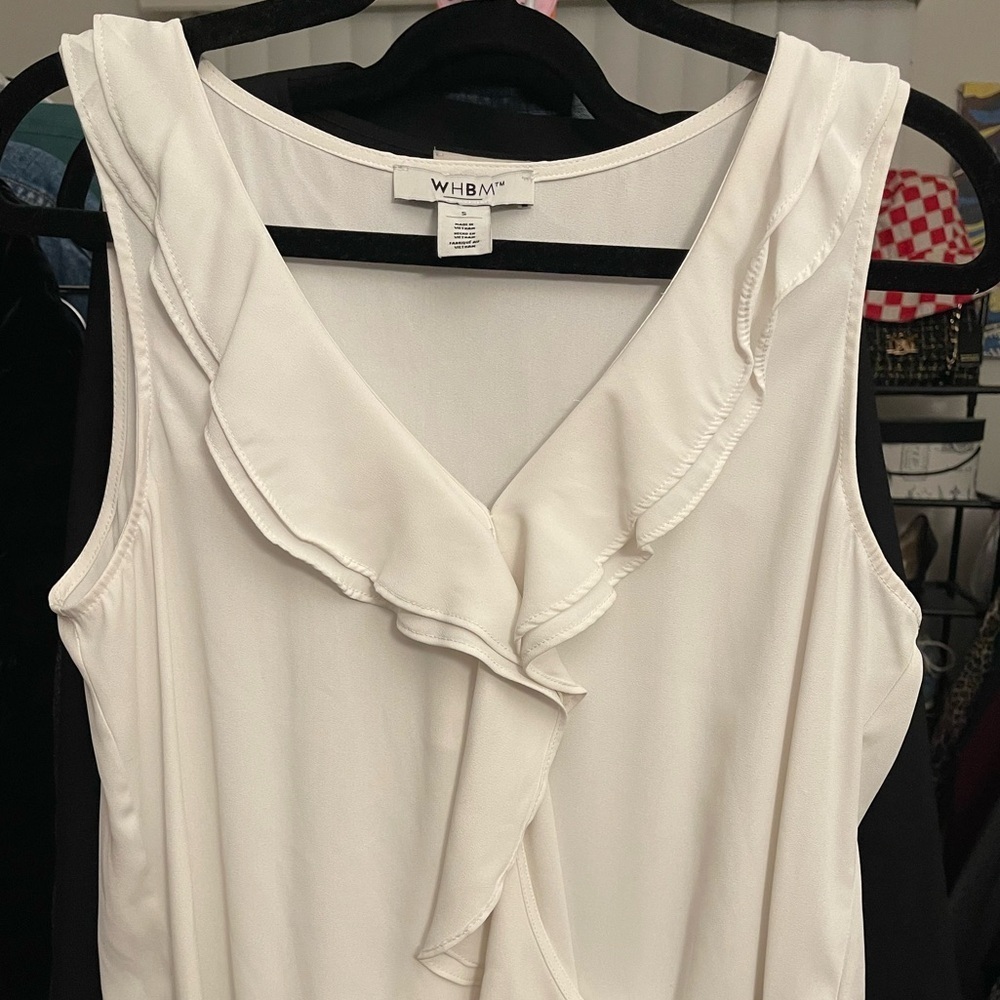 WHBM Ruffle Flounce Shell ~ White House Black Market - Picture 6 of 9
